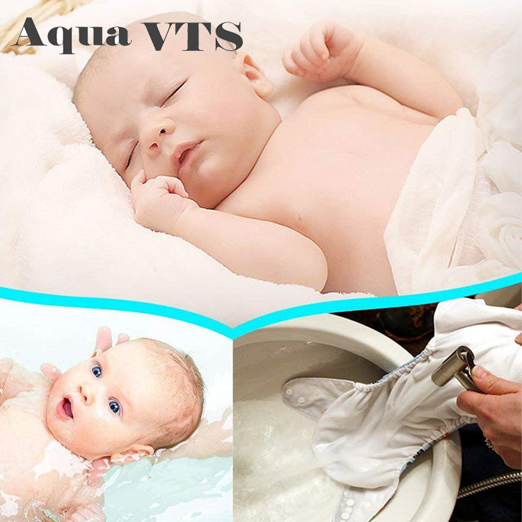 Aqua VTS Handheld Spray Bidet Set – Stainless Steel Shattaf With T-Adatper, Easy Install, 57.8" Hose, For Toilet, Diaper Cleaning, Pet Wash (Complete Kit)